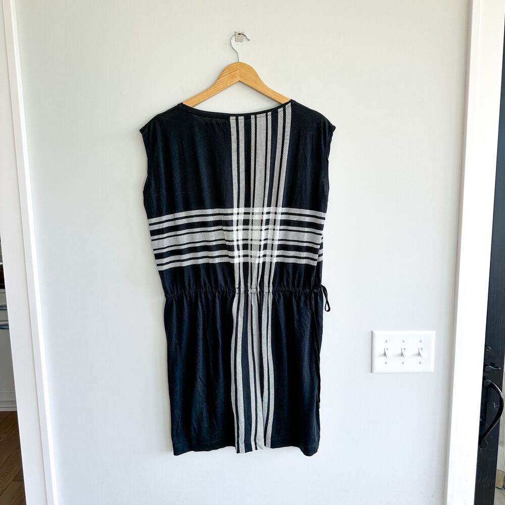 Dries Van Noten Striped Cinch Waist Tunic Dress Black White L - Picture 3 of 8